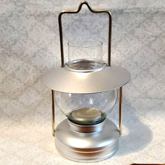 Lantern Tealight Candle Holder Tin & Glass CUTE Primitive Farmhouse Rugged - Picture 2 of 8
